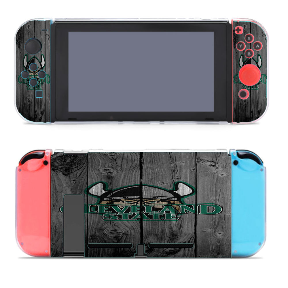 Cleveland State University Mascot Logo Dark Wood Wallpaper Nintendo Switch Cover Case