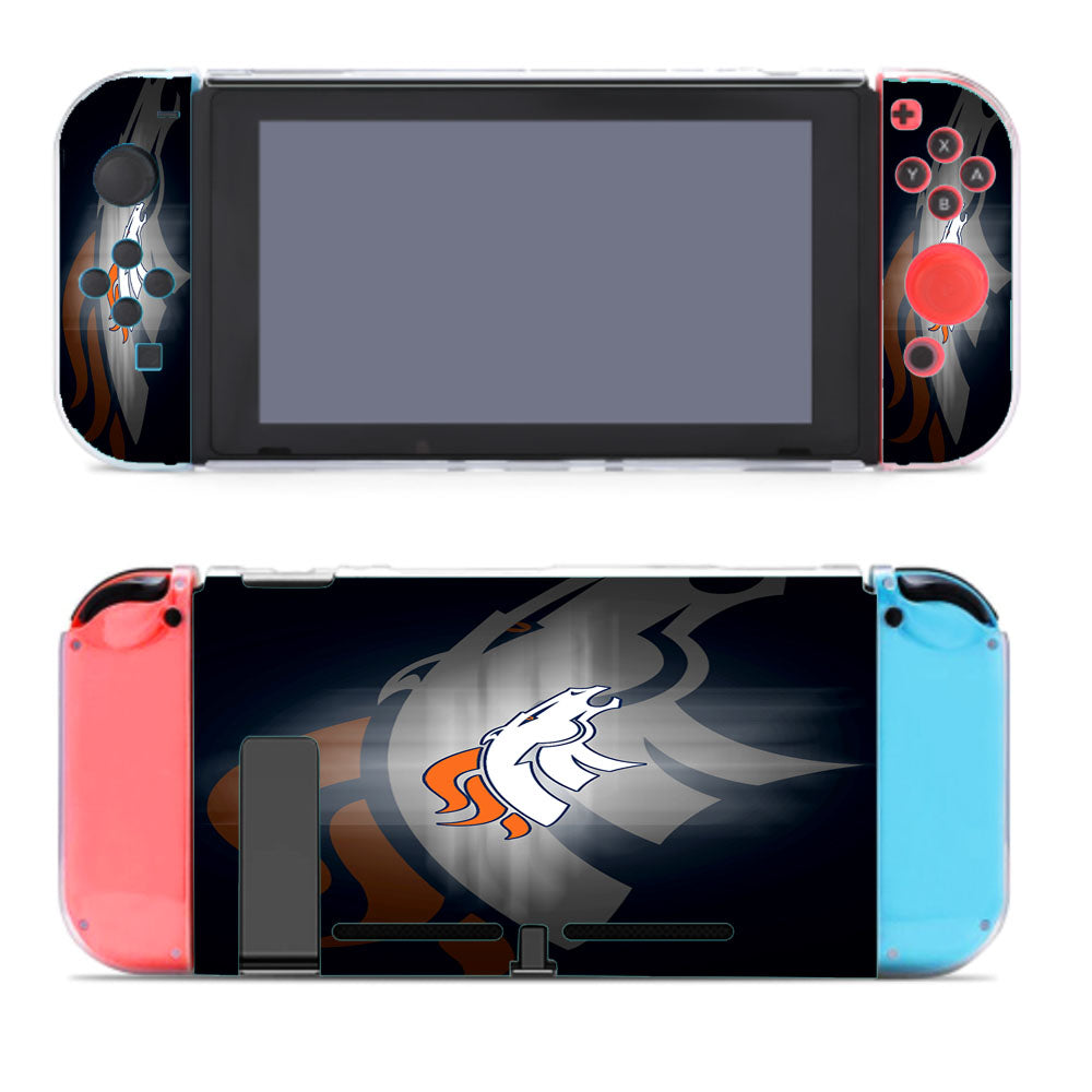 Denver Broncos Emblem And Silhouette Flag Nintendo Switch Cover Case