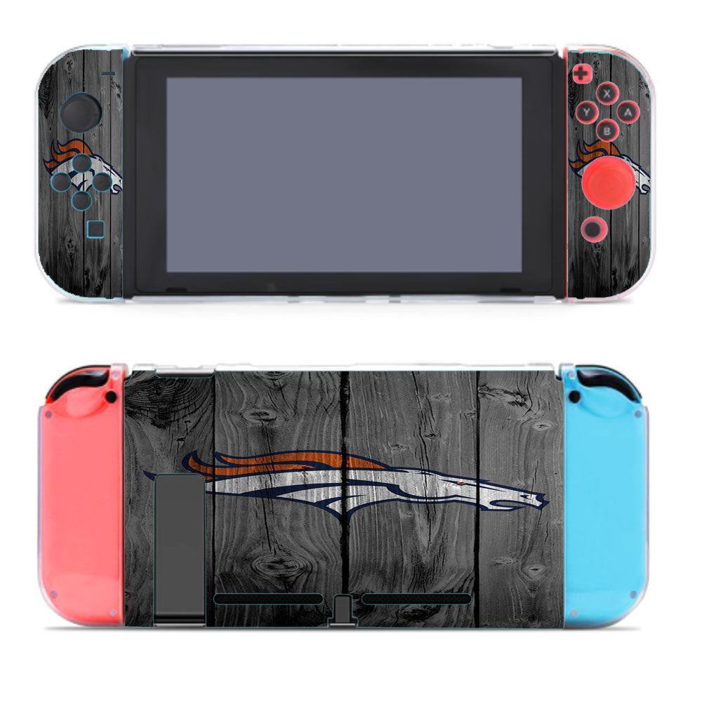 Denver Broncos Nfl Logo Dark Wood Wallpaper Nintendo Switch Cover Case
