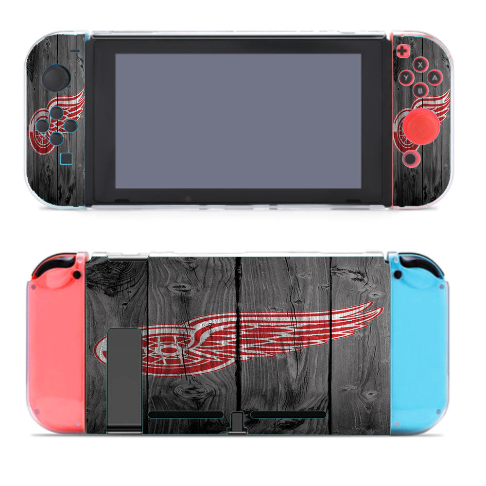 Detroit Red Wings Nhl Logo Dark Wood Wallpaper Nintendo Switch Cover Case