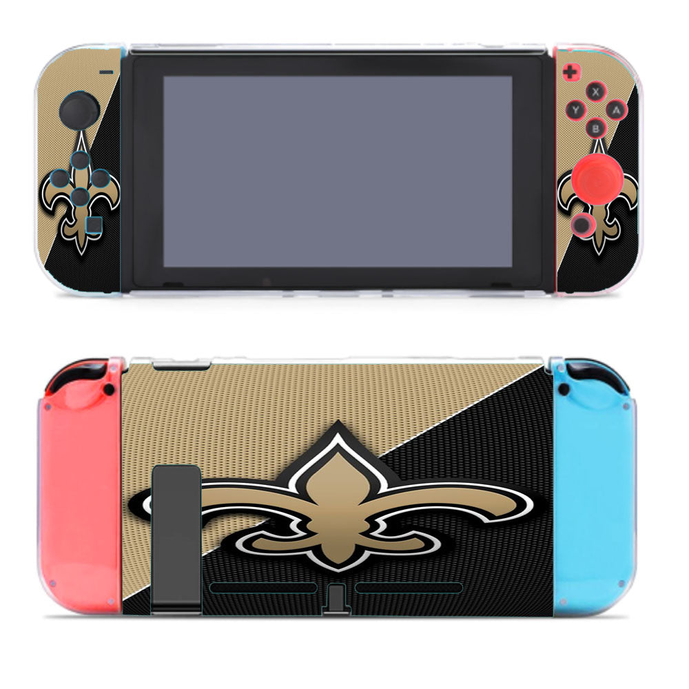 Gold Black Carbon New Orleans Saints Logo Nintendo Switch Cover Case