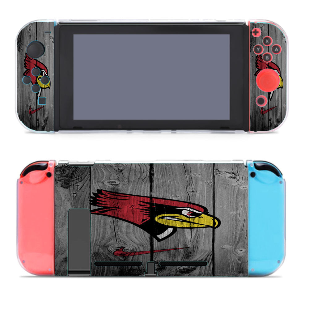 Illinois State University Redbirds Logo Dark Wood Wallpaper Nintendo Switch Cover Case