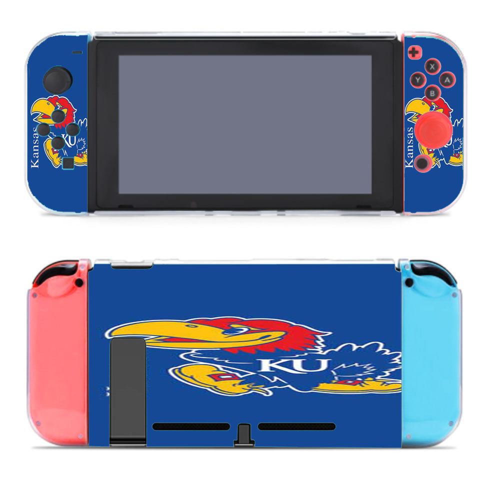 Kansas Jawhawks Logo Over Blue Nintendo Switch Cover Case