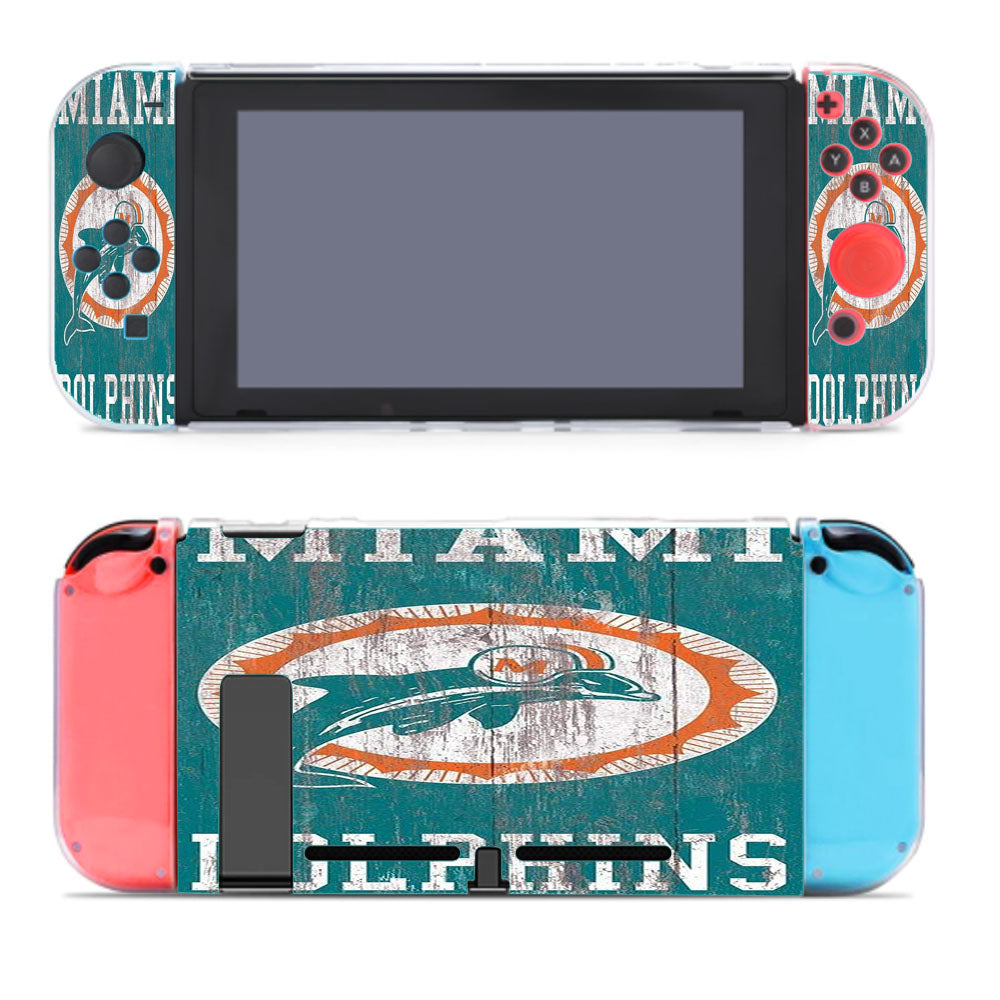 Miami Dolphins Wood Texture Style Nintendo Switch Cover Case