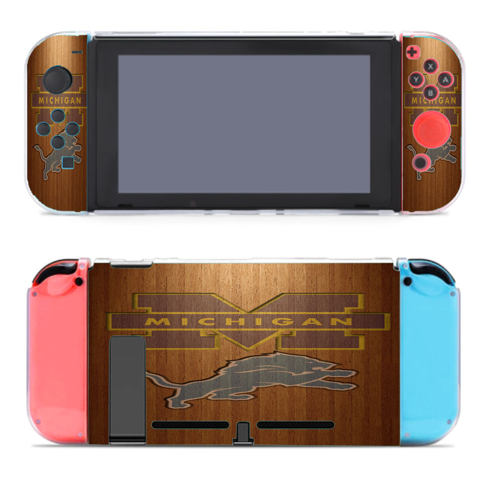 Michigan Lions Logo Wood Wallpaper Nintendo Switch Cover Case