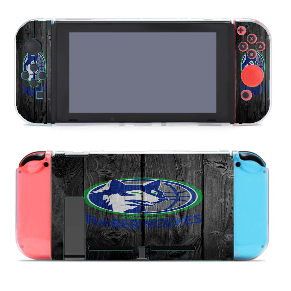 Minnesota Timberwolves Logo Dark Wood Wallpaper Nintendo Switch Cover Case