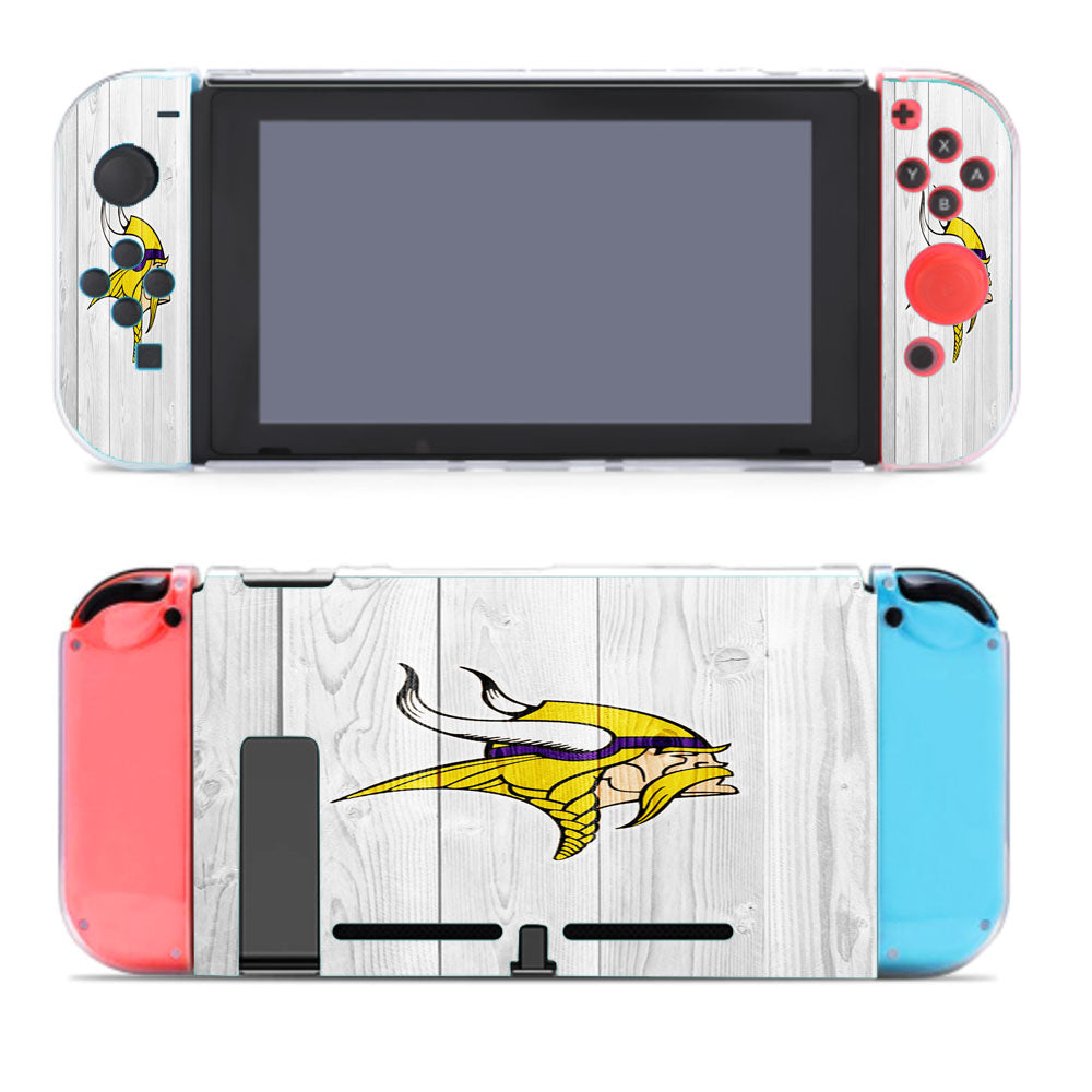 Minnesota Vikings Nfl Logo White Wood Nintendo Switch Cover Case