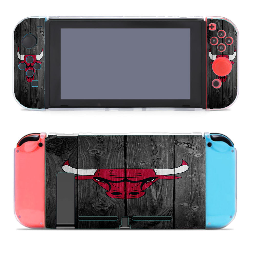 Nba Chicago Bulls Logo Dark Wood Wallpaper Nintendo Switch Cover Case