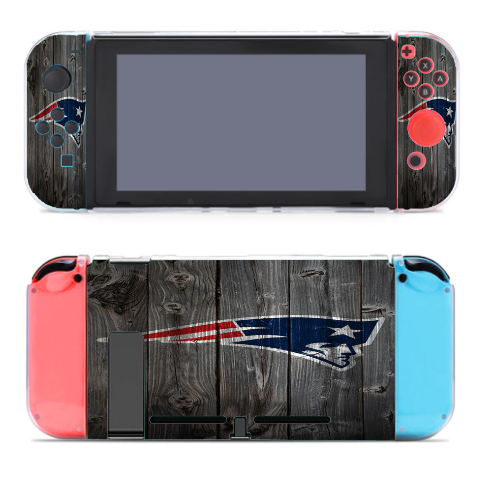 New England Patriots Nfl Logo Dark Wood Wallpaper Nintendo Switch Cover Case