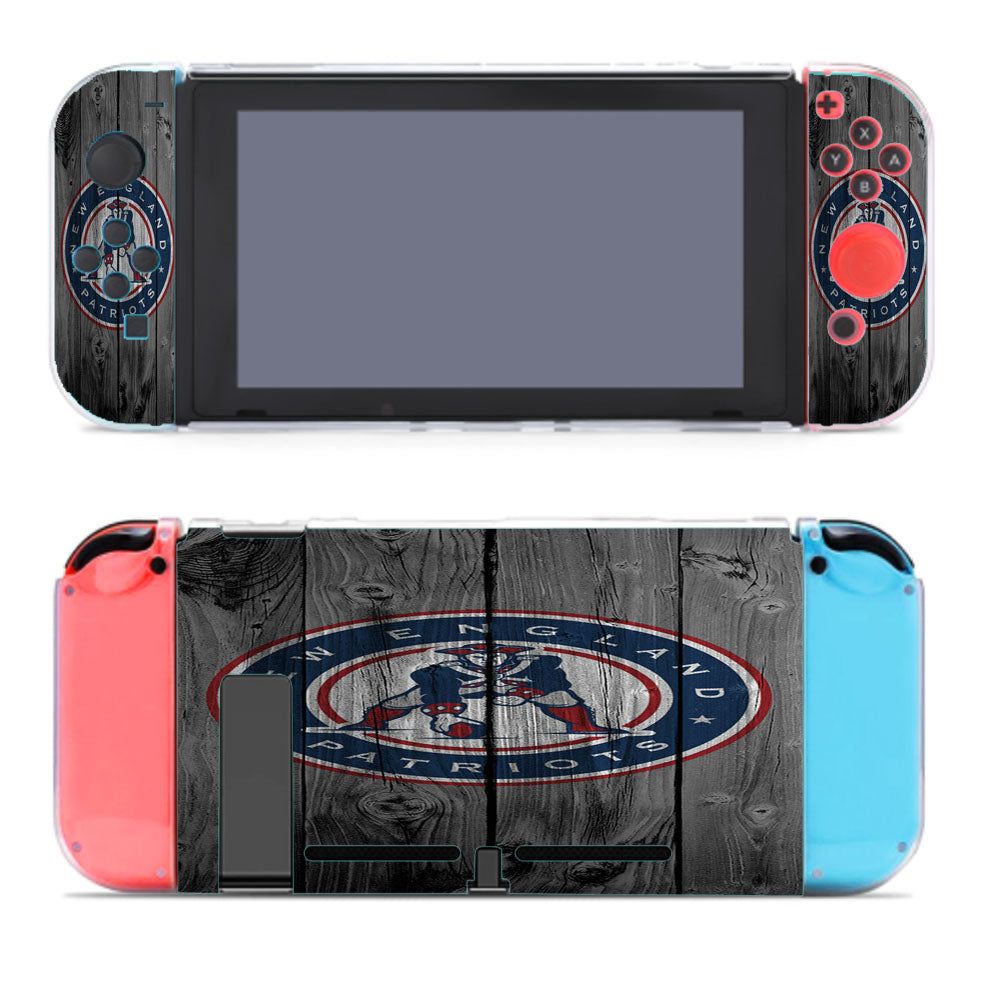 New England Patriots Throwback Logo Dark Wood Nintendo Switch Cover Case