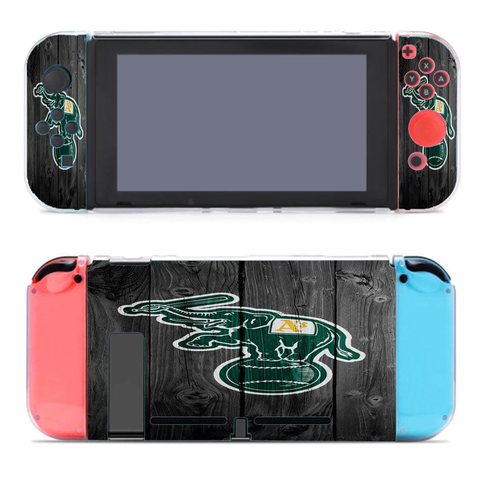 Oakland Athletics Mlb Logo Dark Wood Wallpaper Nintendo Switch Cover Case