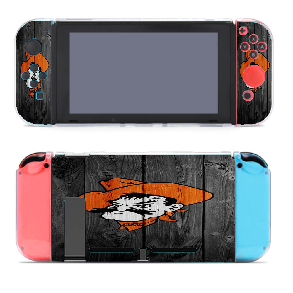 Oklahoma State Pistol Pete Logo Dark Wood Wallpaper Nintendo Switch Cover Case