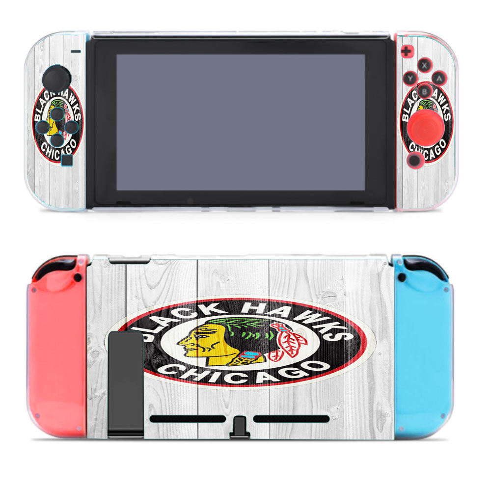 Old Chicago Blackhawks Nhl Logo White Wood Wallpaper Nintendo Switch Cover Case