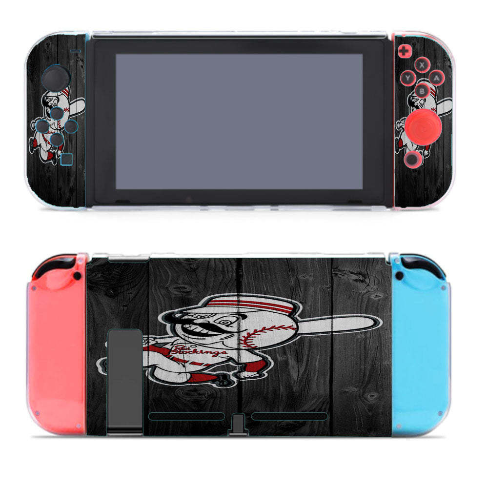 Old Cincinnati Redlegs Mlb Logo Dark Wood Wallpaper Nintendo Switch Cover Case