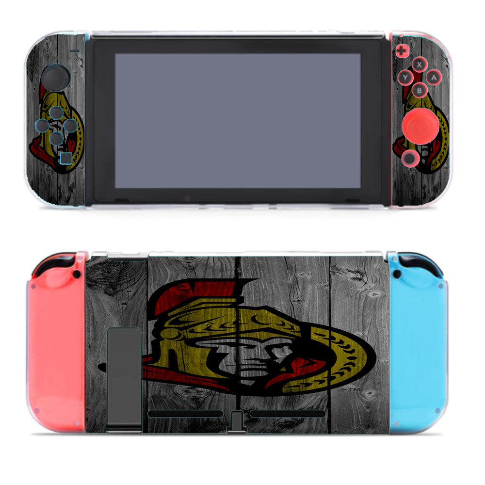 Ottawa Senators Nhl Wood Logo Dark Wood Wallpaper Nintendo Switch Cover Case