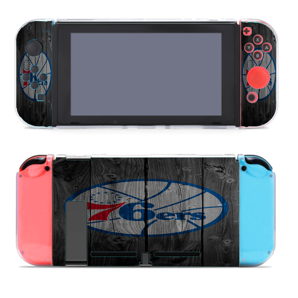 Philadelphia 76Ers Nba Logo Dark Wood Wallpaper Nintendo Switch Cover Case