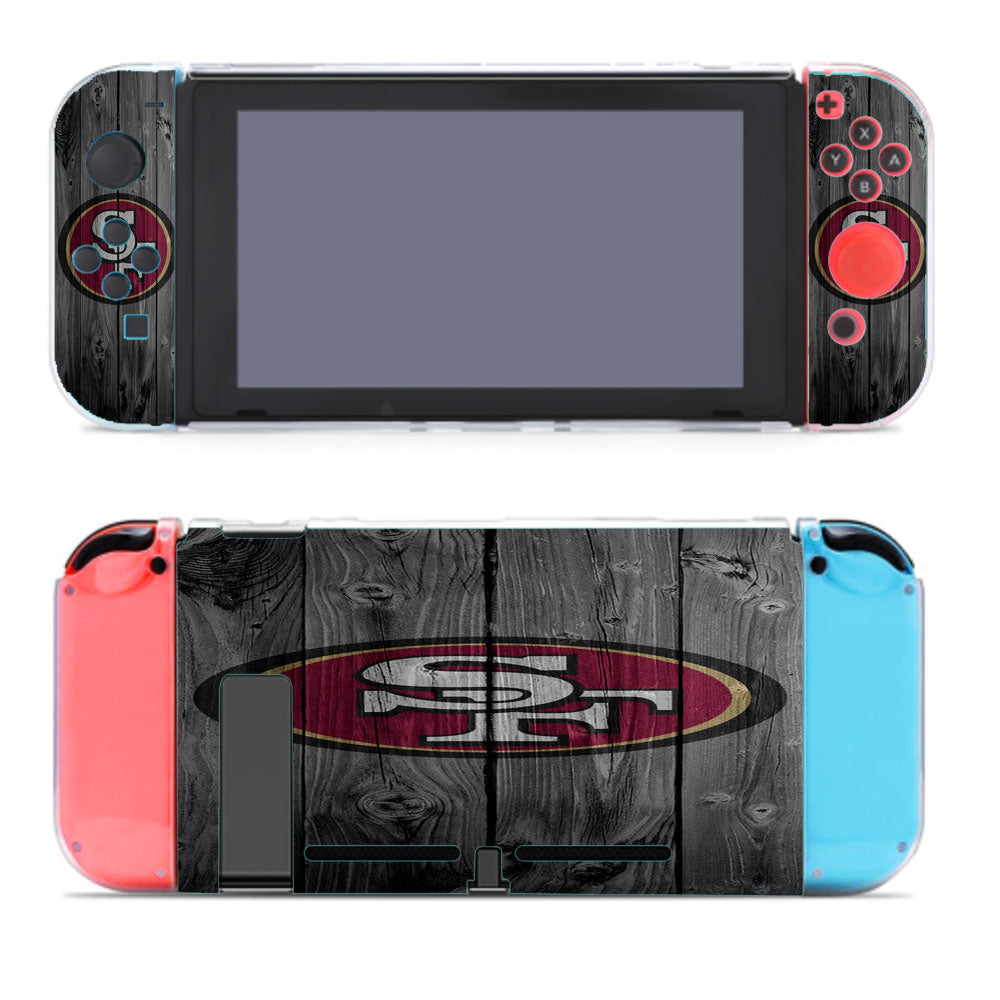 San Francisco 49Ers Nfl Wood Logo Dark Wood Wallpaper Nintendo Switch Cover Case