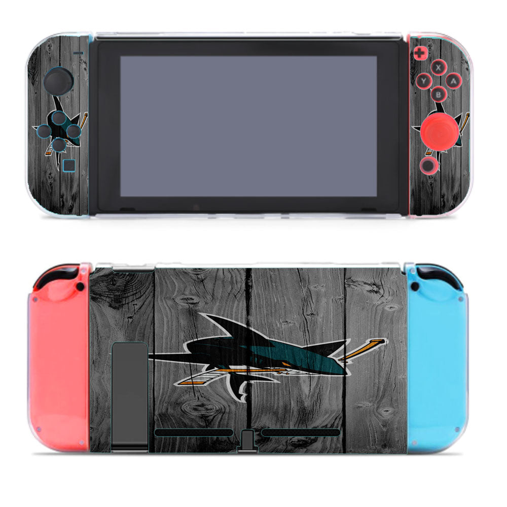 San Jose Sharks Nhl Logo Dark Wood Wallpaper Nintendo Switch Cover Case