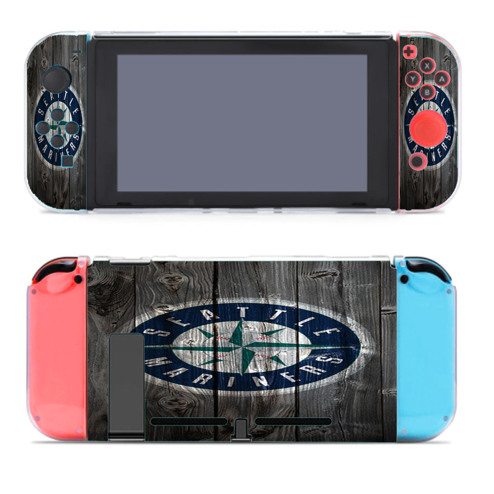 Seattle Mariners Mlb Logo Dark Wood Wallpaper Nintendo Switch Cover Case