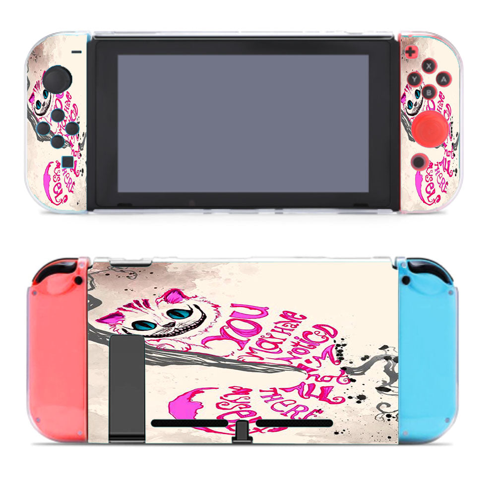 Alice Cheshire Cat In Wonderland Drawing Pink Nintendo Switch Cover Case