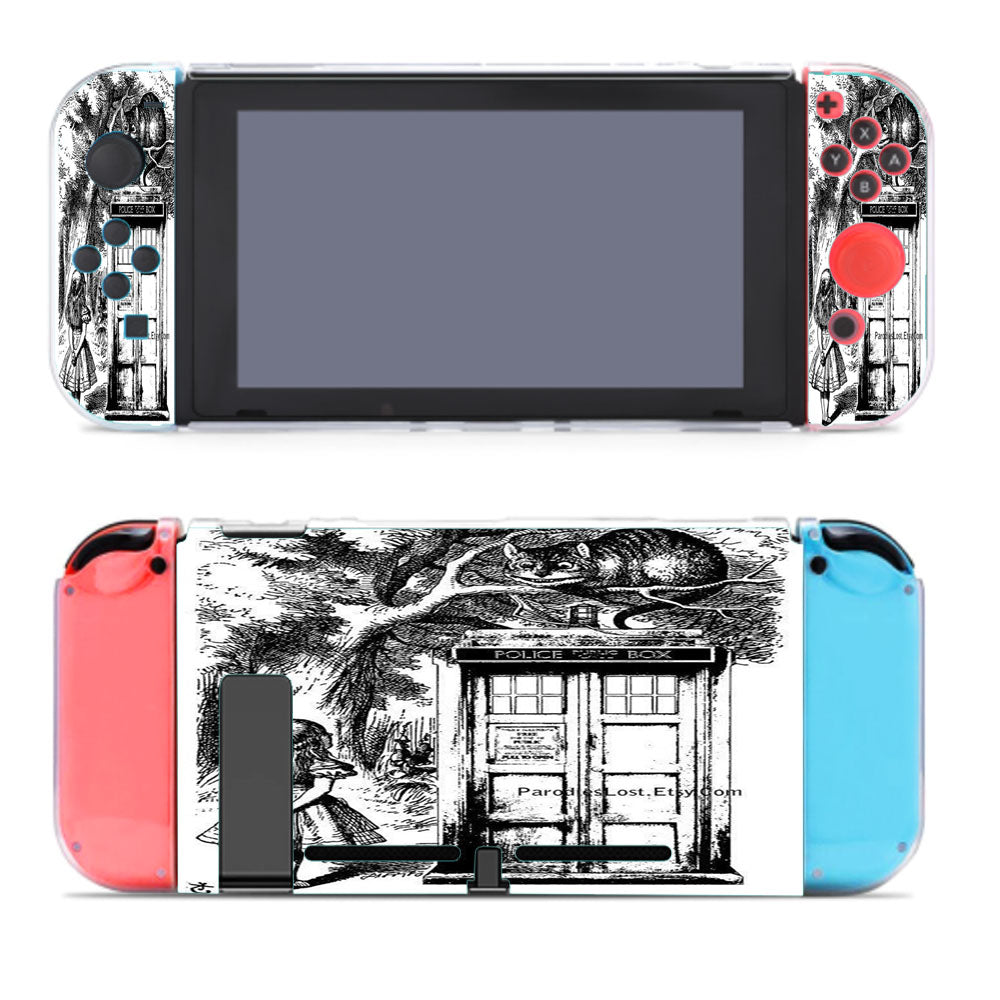 Alice In Wonderland And Cat On Doctor Who Box Nintendo Switch Cover Case
