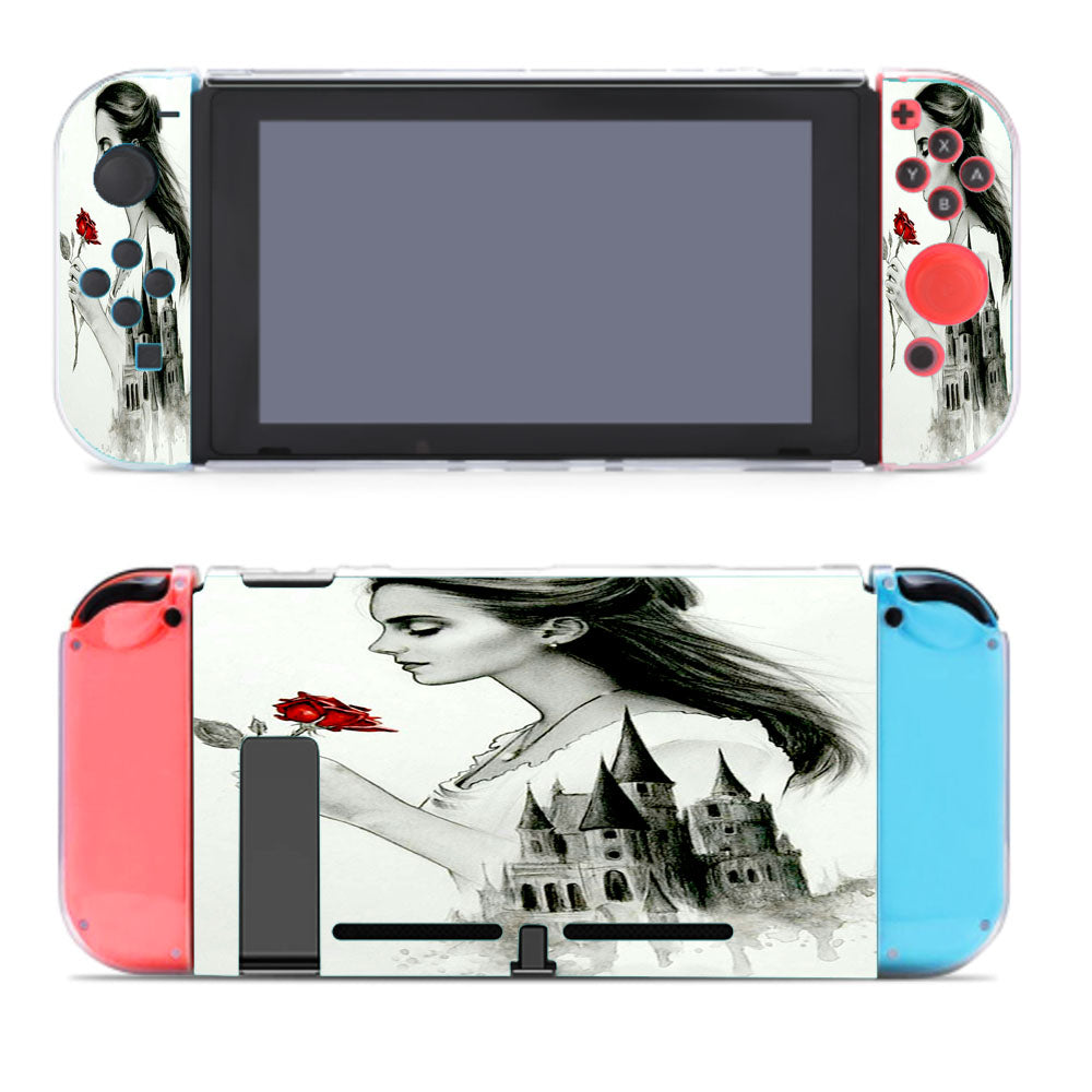 Beauty And The Beast And Castle Drawing Nintendo Switch Cover Case