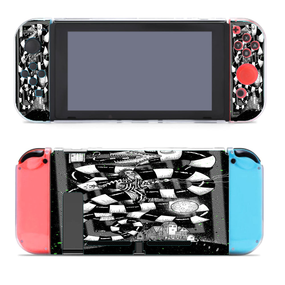 Beetlejuice Tim Burton Black White Snake Nintendo Switch Cover Case