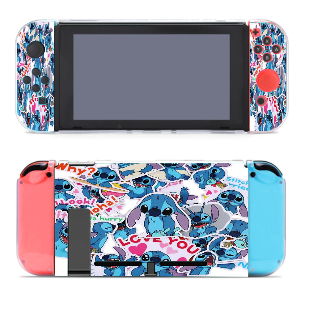 Cute Stitch Lilo Ohana Family Sticker Collection Nintendo Switch Cover Case