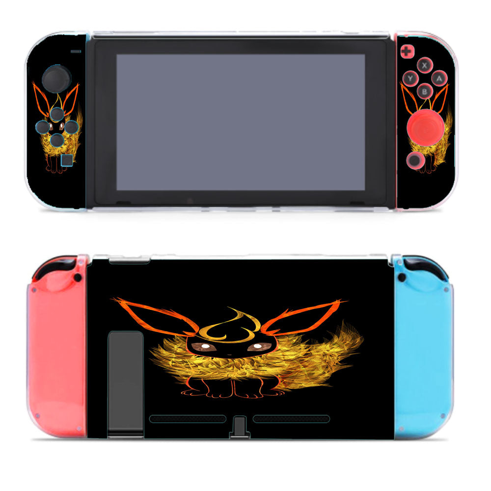 Flareon Eevee Pokemon Line Art On Black Nintendo Switch Cover Case