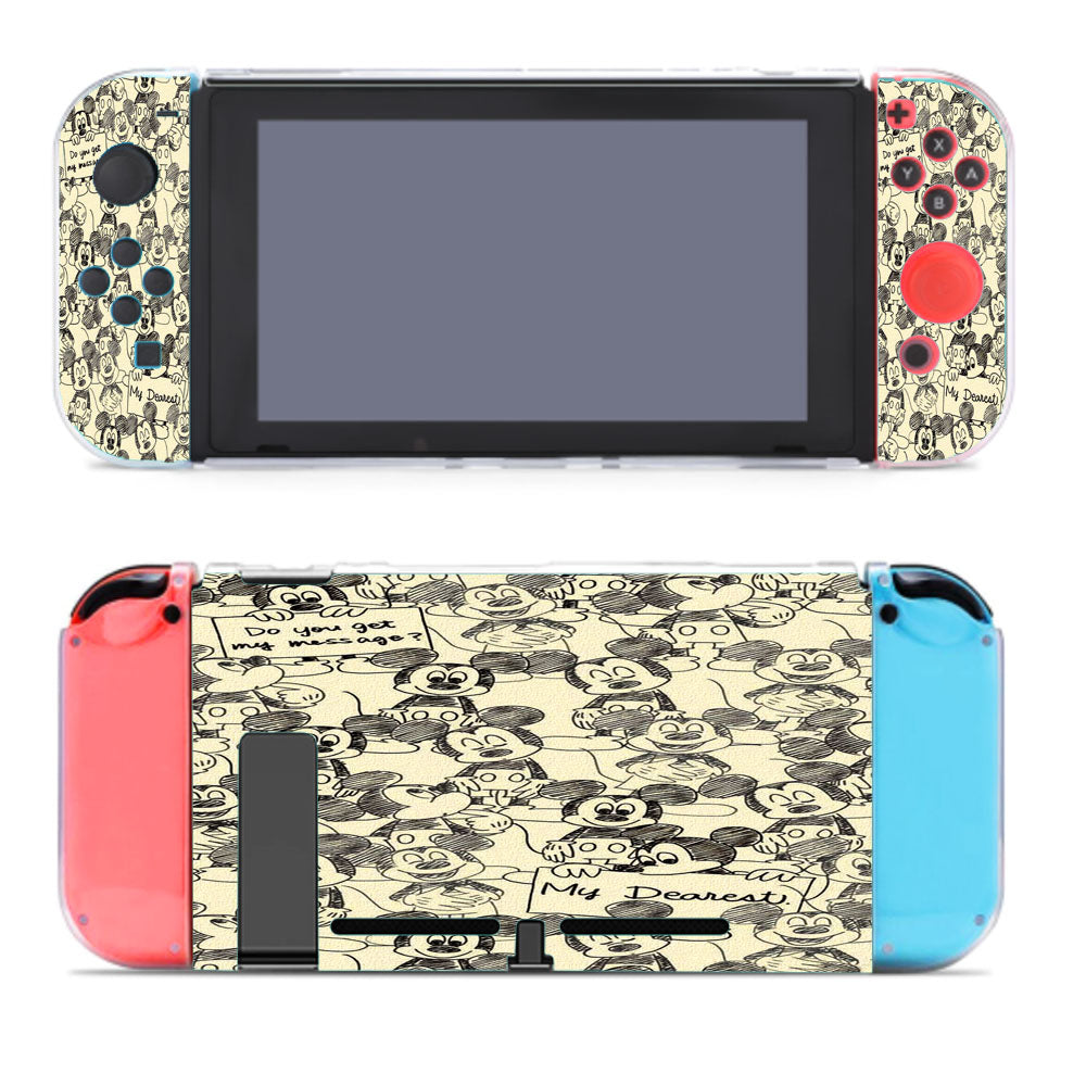 Mickey Mouse Pattern Canvas Silhouette Nintendo Switch Cover Case