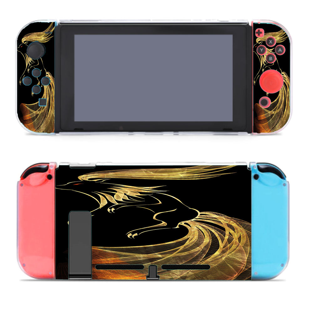 Ninetales Pokemon Line Art On Black Nintendo Switch Cover Case