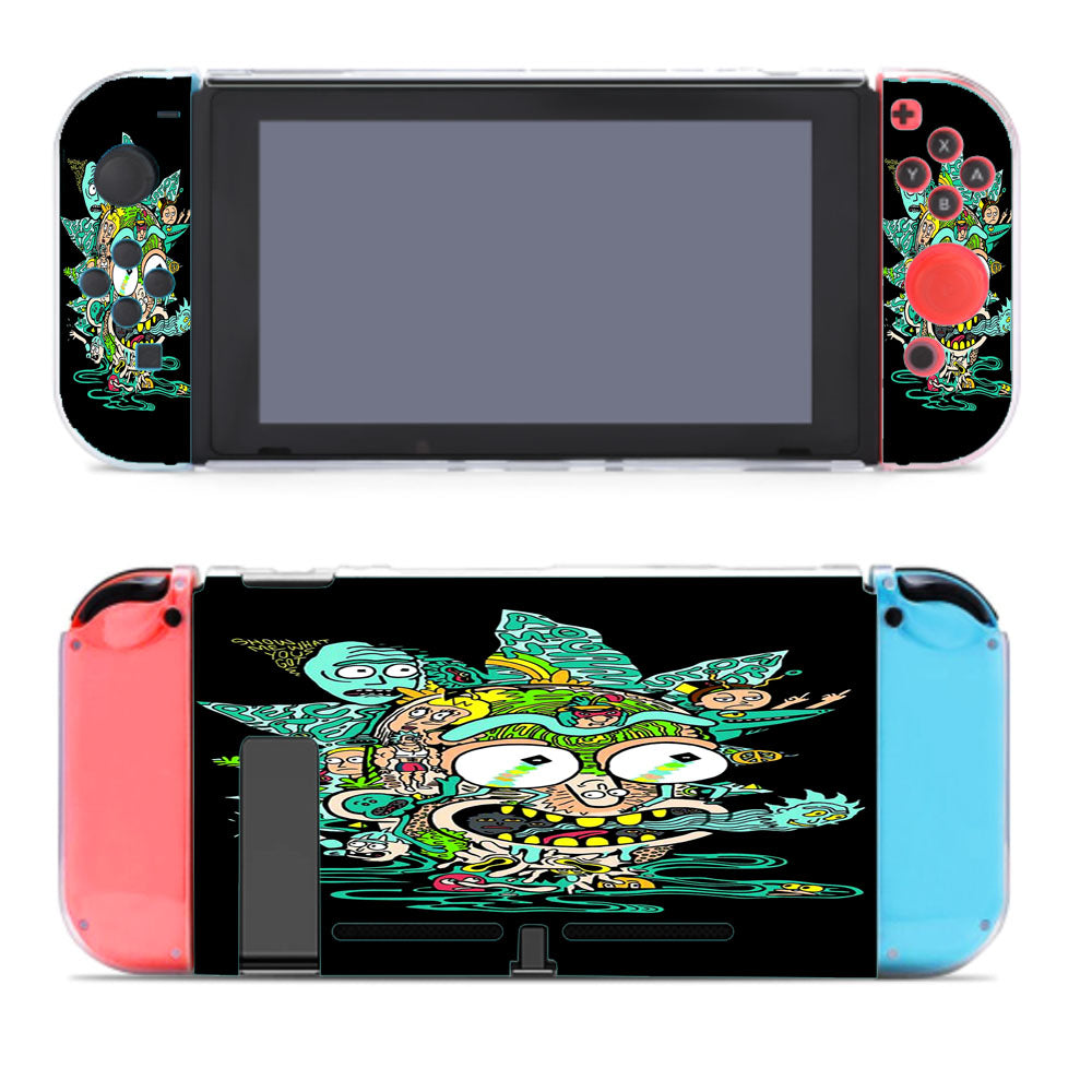 Rick And Morty Pickle Rick Art Doodle Poster Baby Blue Nintendo Switch Cover Case