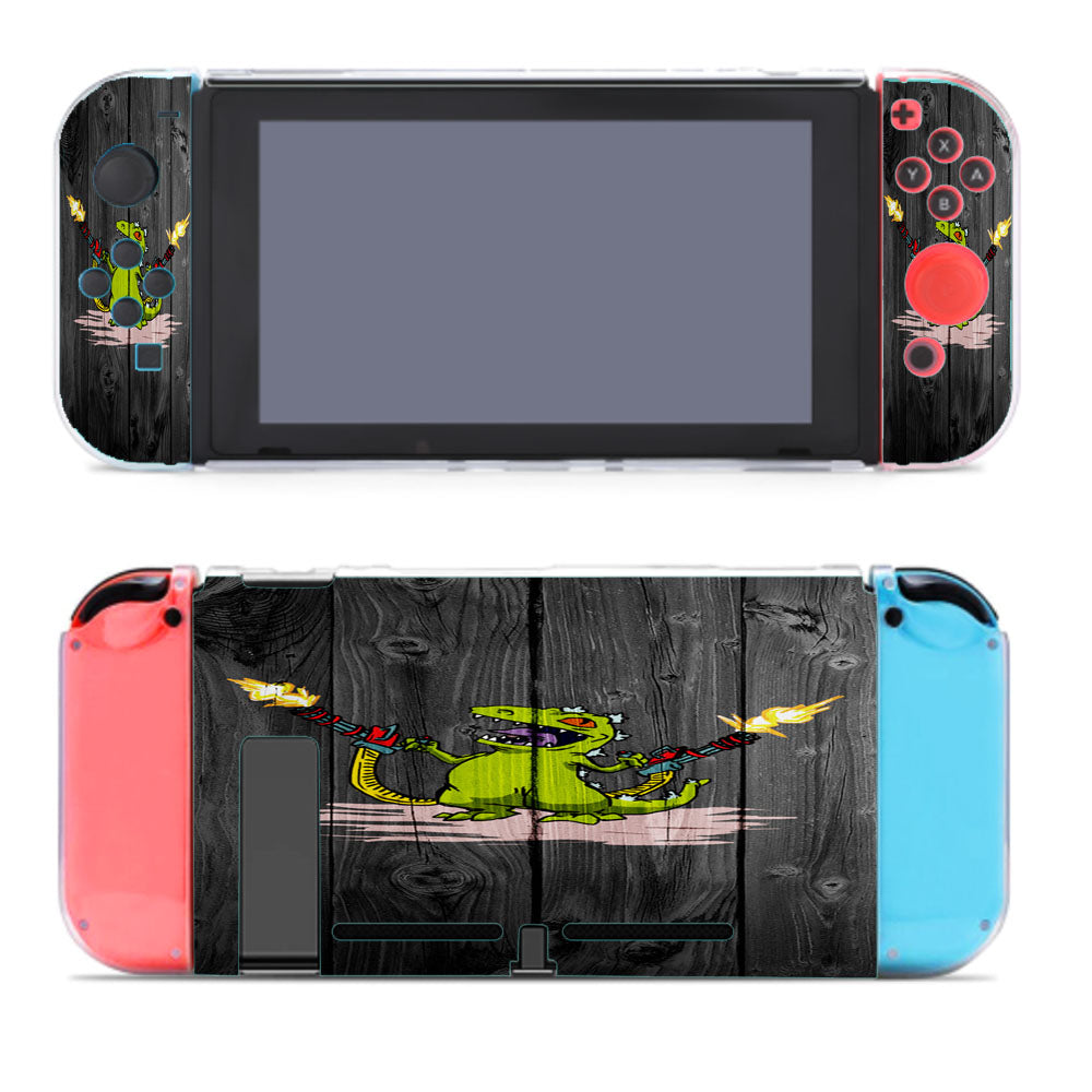 Rugrats Reptar Monster Gun Dark Wood Wallpaper Nintendo Switch Cover Case