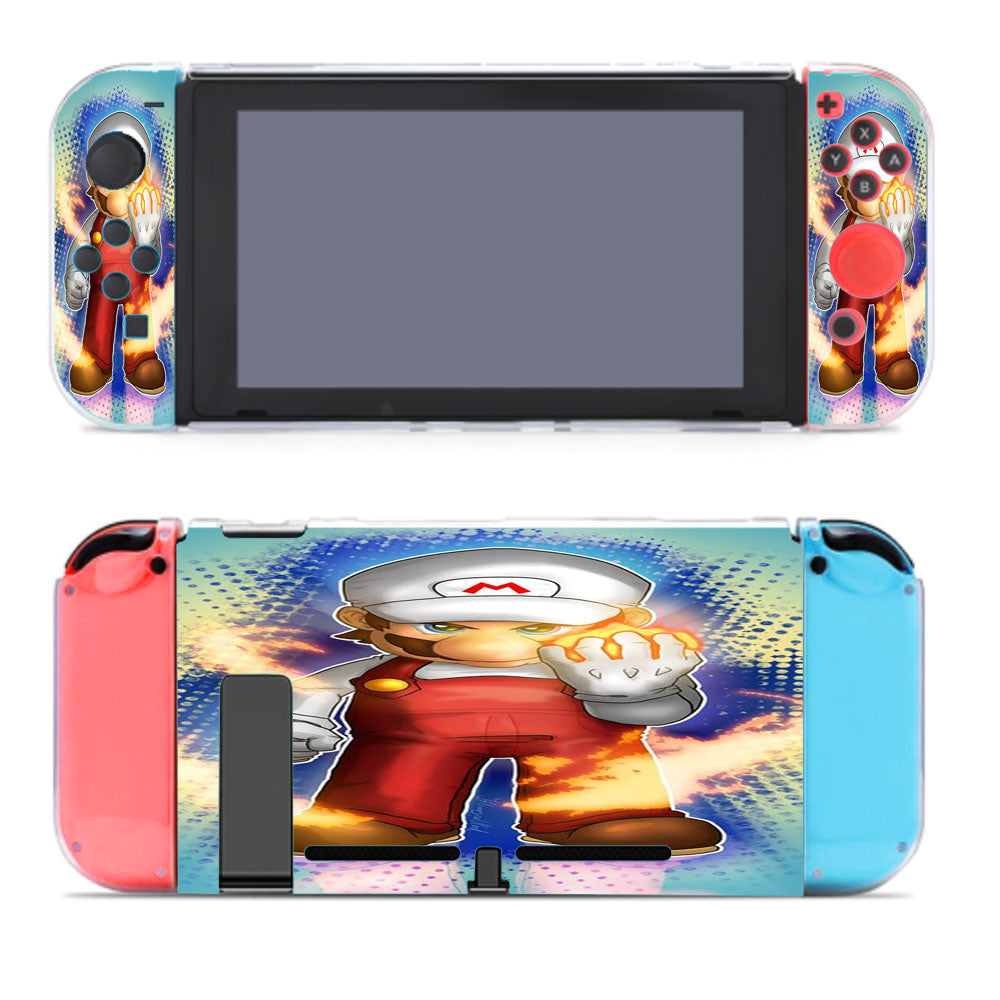 White Mario Flame Mode Nintendo Switch Cover Case