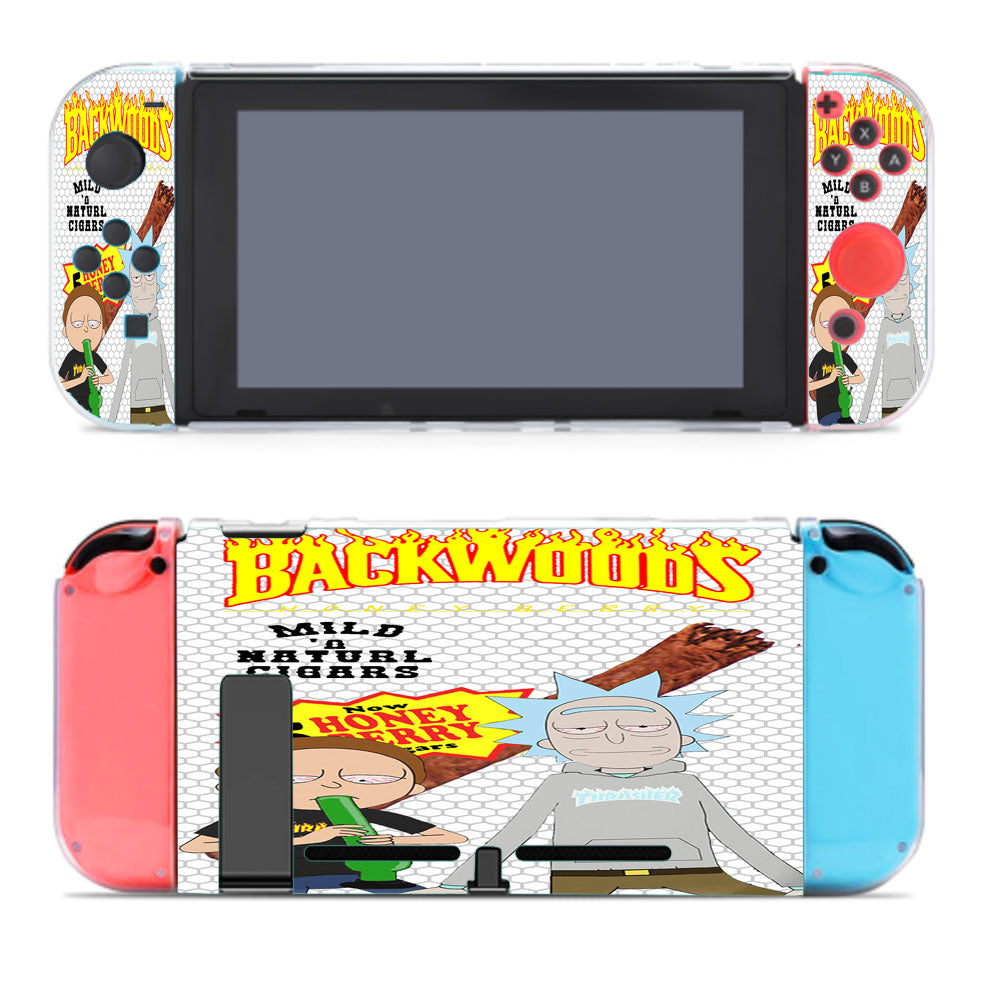White Rick And Morty Thrasher Flames Backwoods Nintendo Switch Cover Case