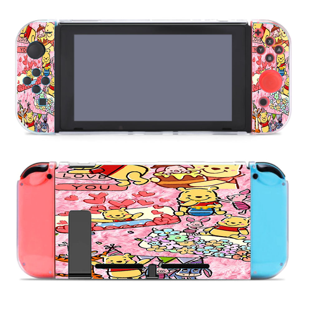 Winnie The Pooh Stiker College Pink Nintendo Switch Cover Case